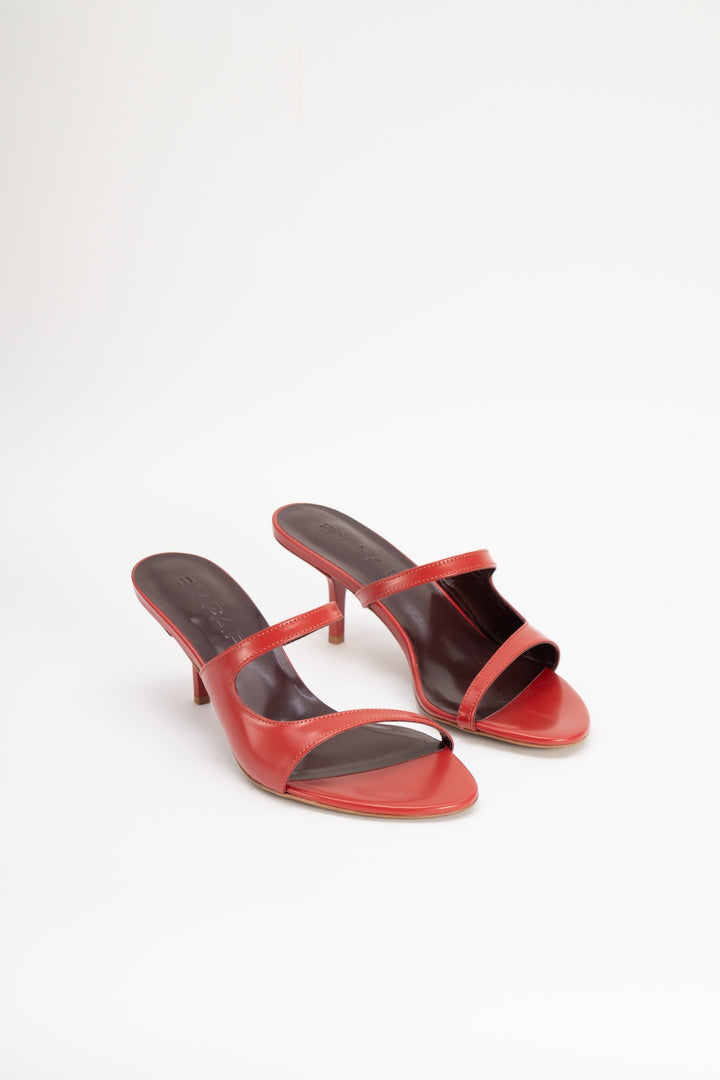 Serena Blood Red Semi Patent Leather Slip-On Mule