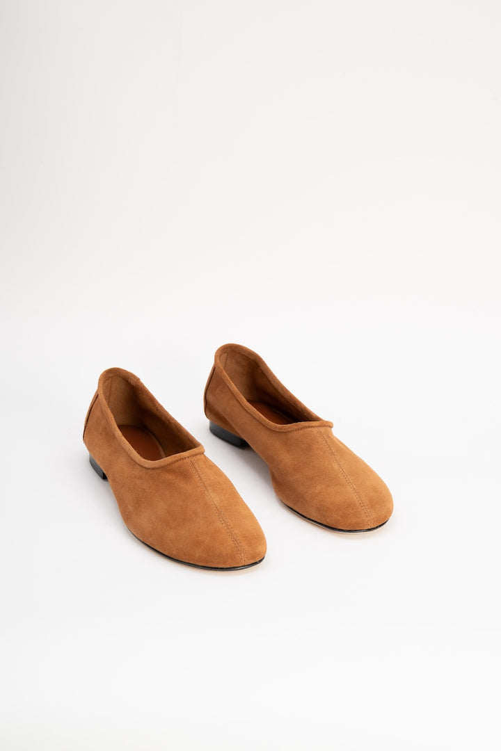 Prudence Summer Tan Suede Leather Ballet Flat
