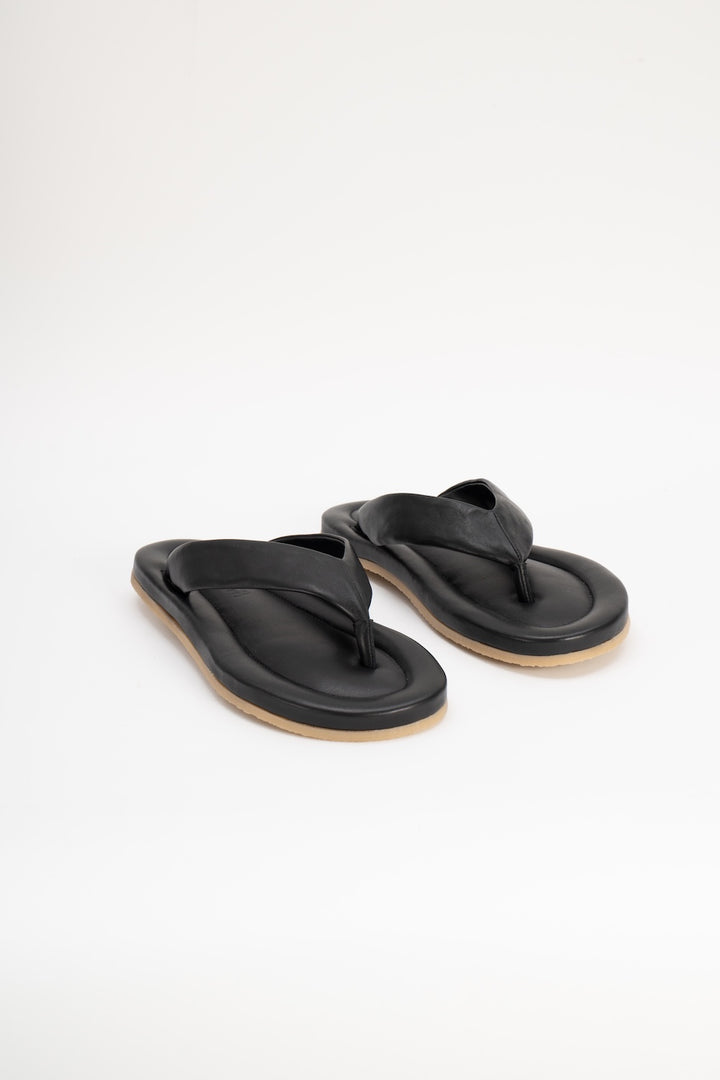 Dasha 2.0 Black Nappa Leather Flip-Flop Sandal