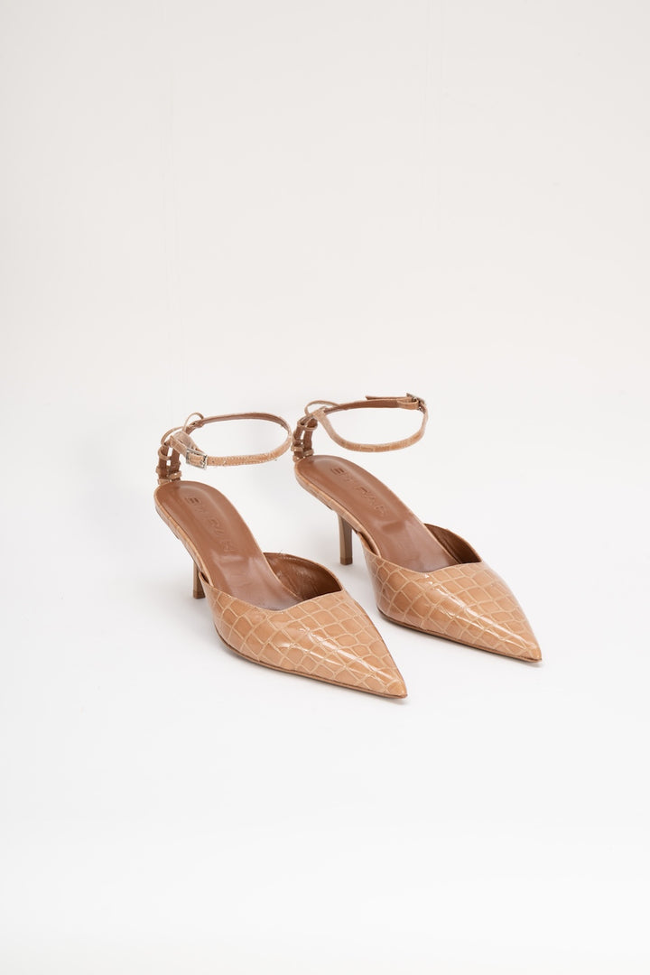 Teese Pump Light Tan Croco Embossed Leather
