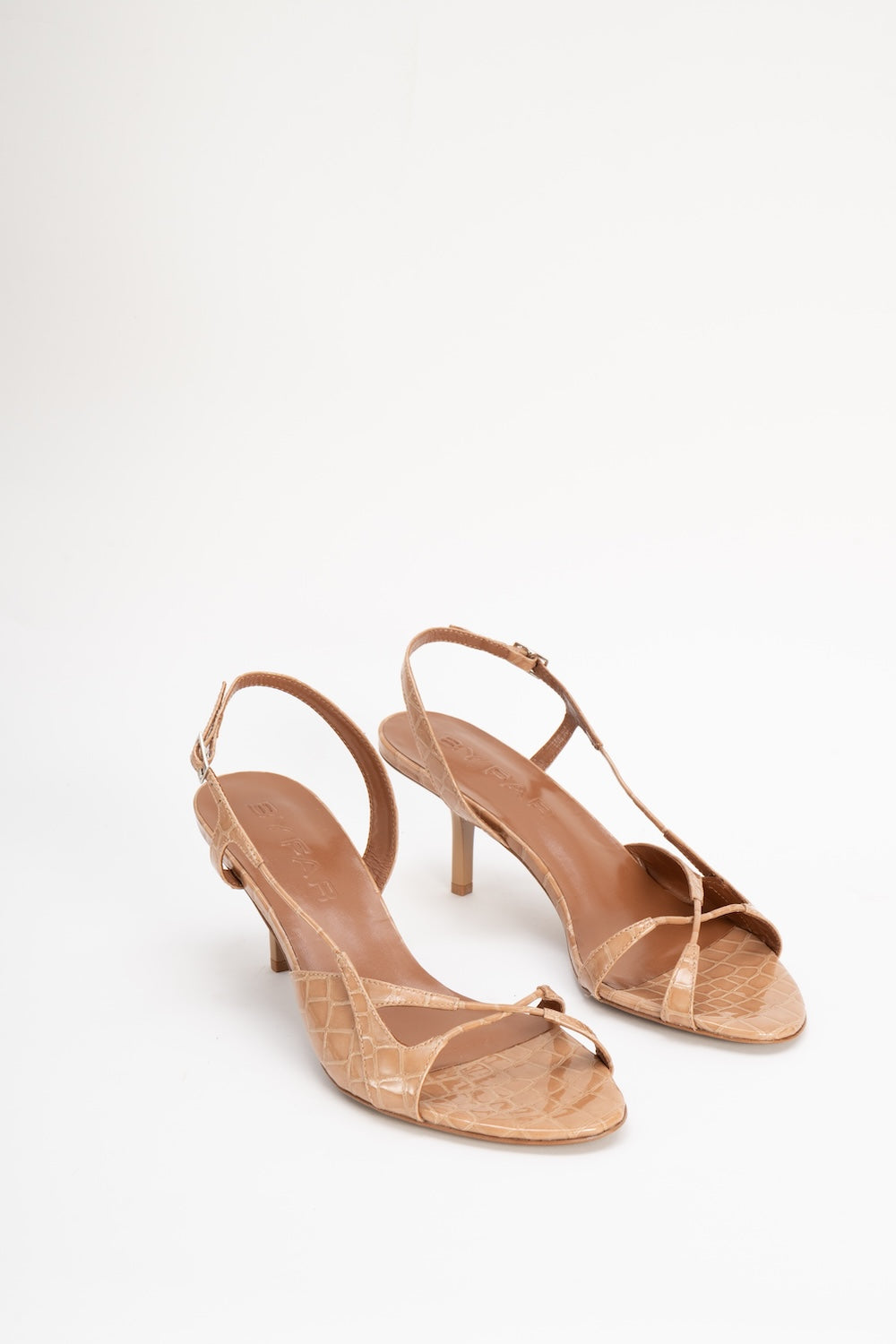 Sierra Light Tan Croco Embossed Leather Slingback Sandal