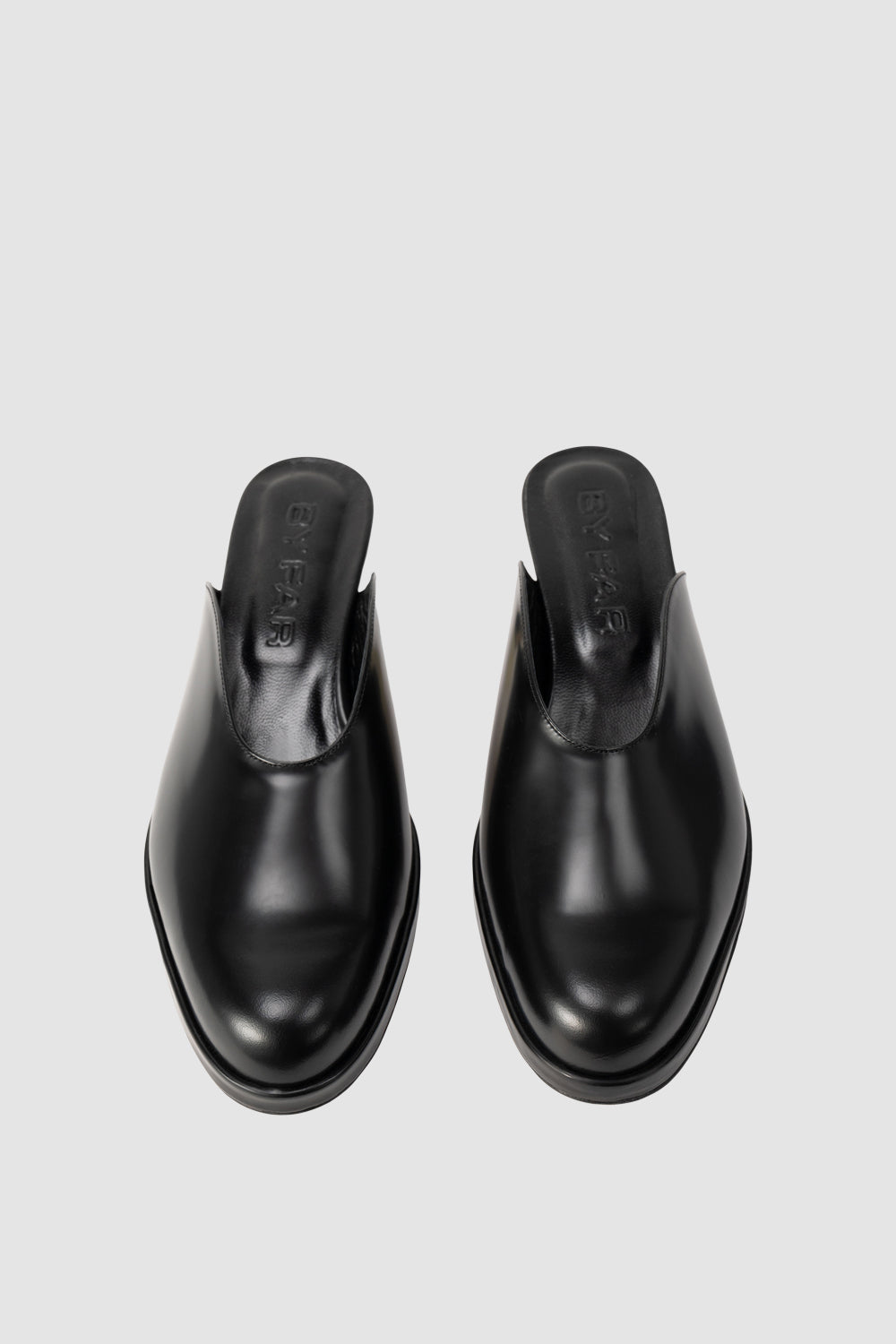 Babylady Black Semi Patent Leather Slip-On Mule