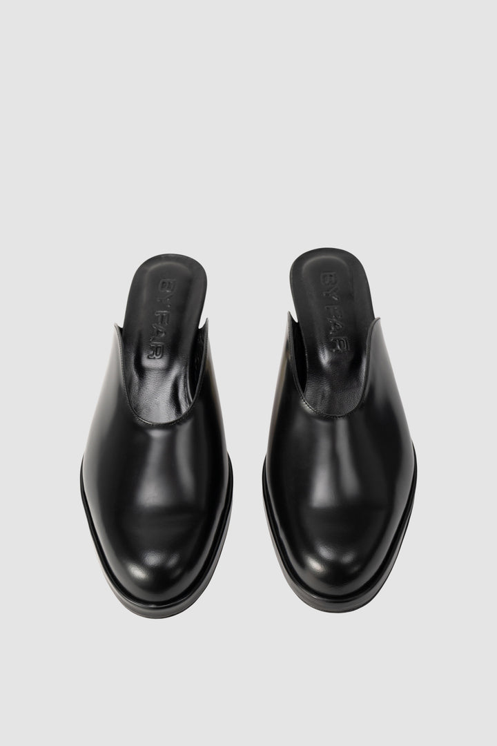 Babylady Black Semi Patent Leather Slip-On Mule