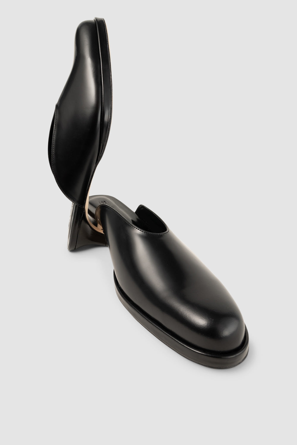 Babylady Black Semi Patent Leather Slip-On Mule