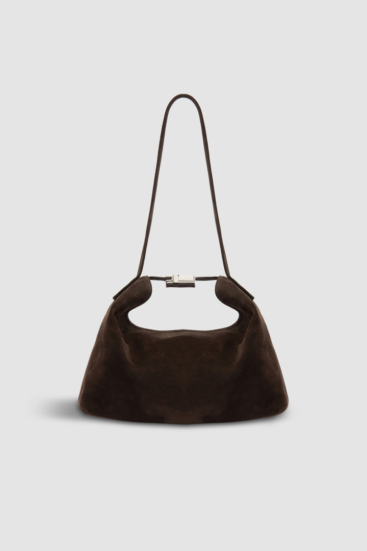 Bea Ristretto Suede Leather Hobo Bag
