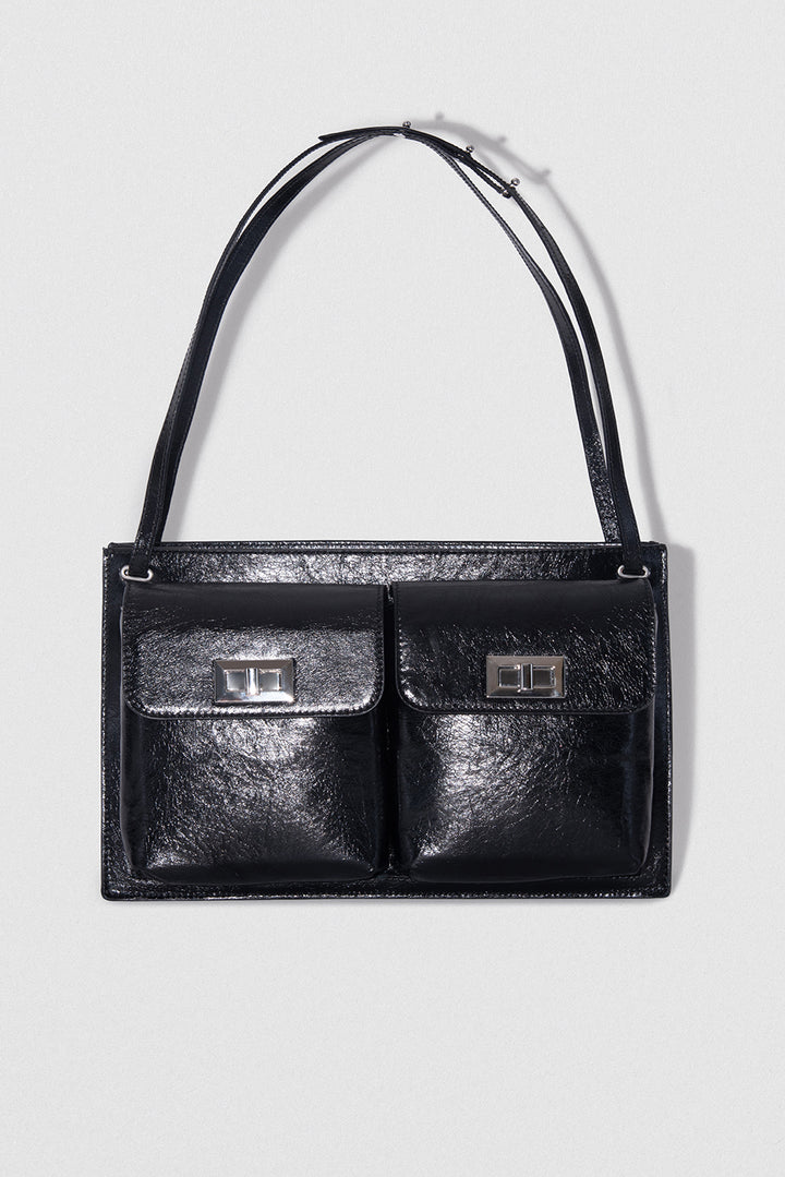 BILLY TOTE BLACK CREASED LEATHER