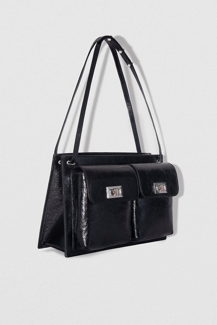 BILLY TOTE BLACK CREASED LEATHER