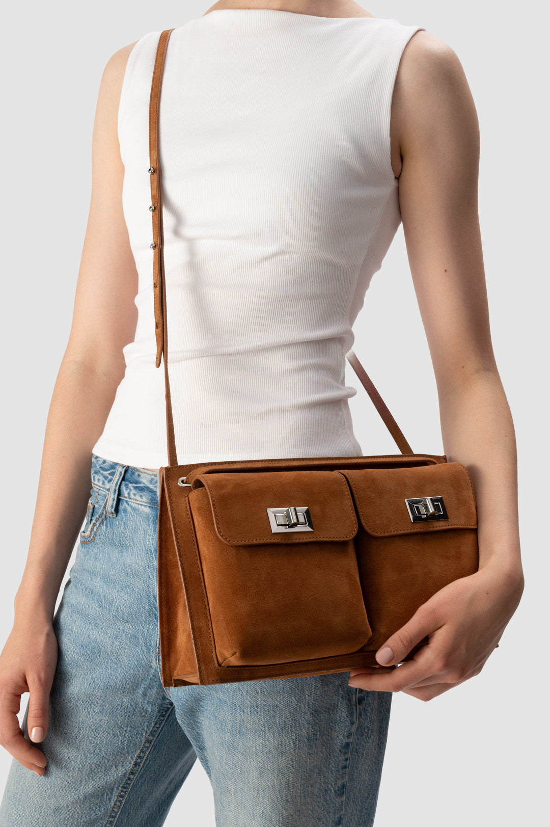 Billy Tote Summer Tan Suede Leather Shoulder Bag