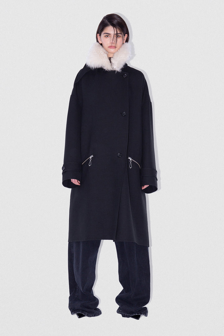 Constance Coat Black Gabardine