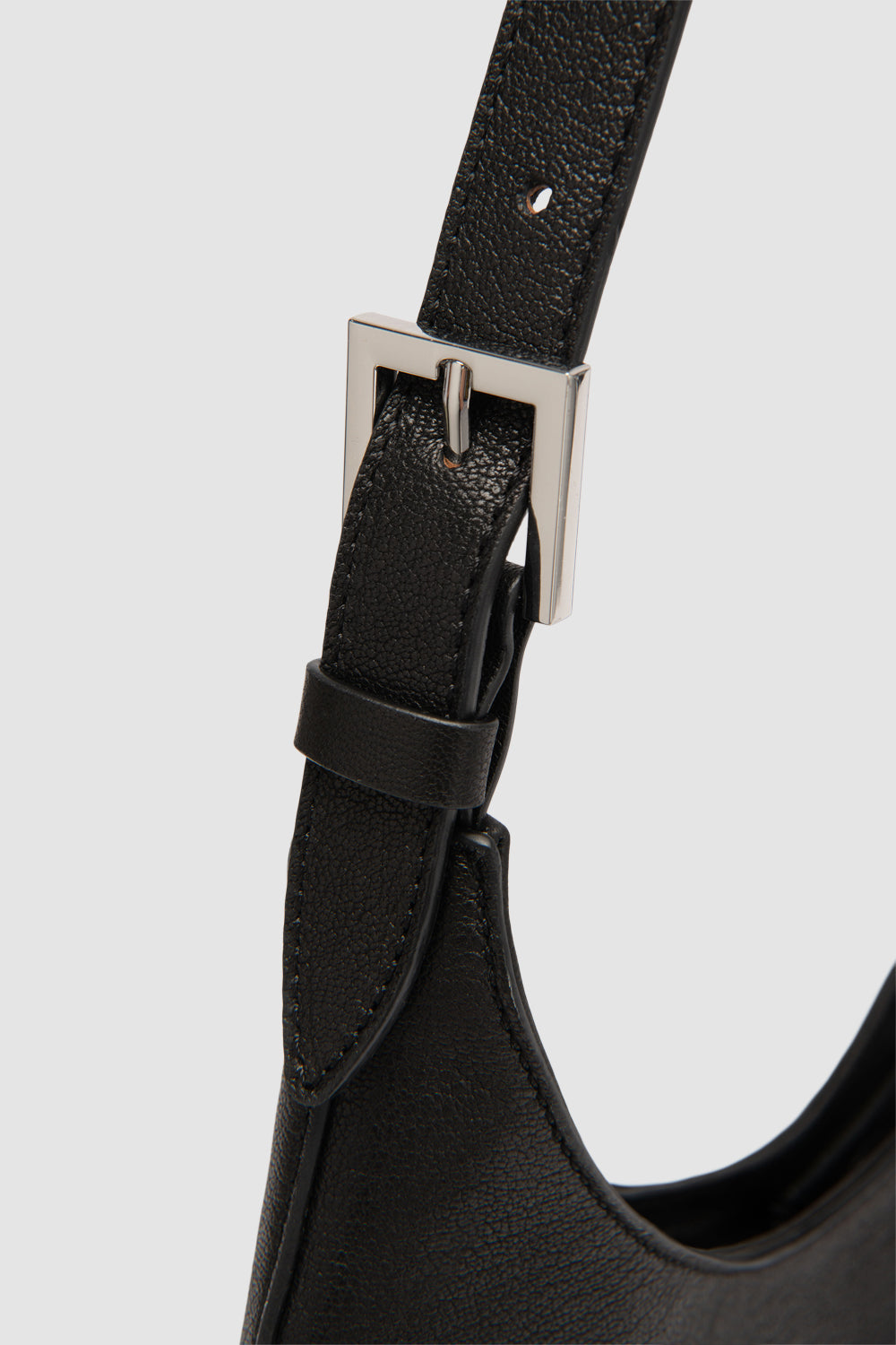 Camryn Black Washed Leather Shoulder Bag