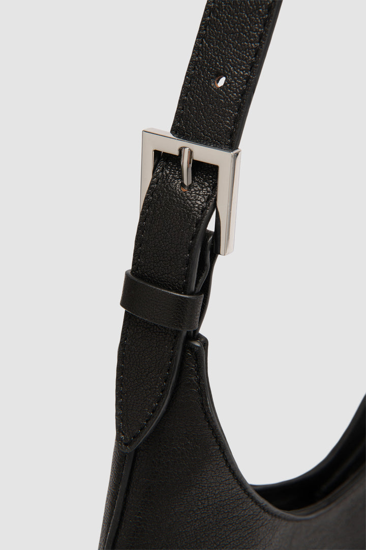 Camryn Black Washed Leather Shoulder Bag