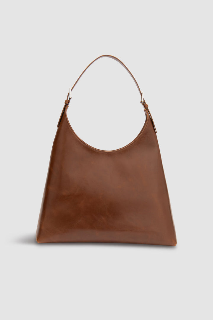 Camryn Tan Distressed Leather Shoulder Bag