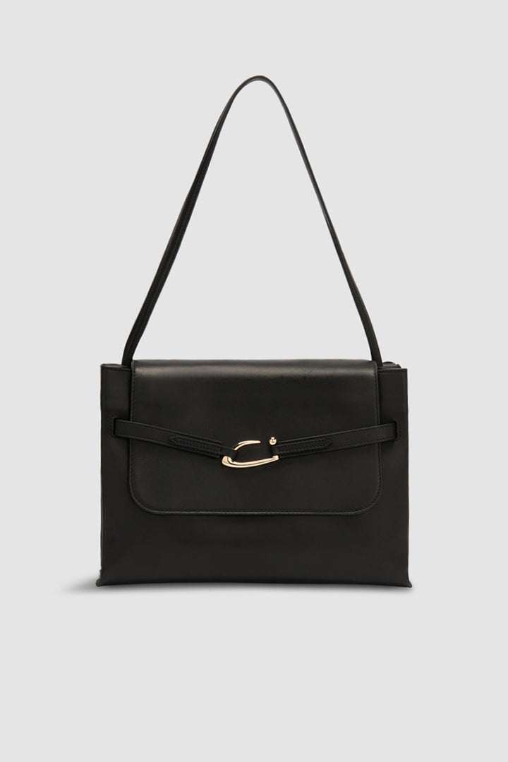 Cora Black Nappa Leather Shoulder Bag