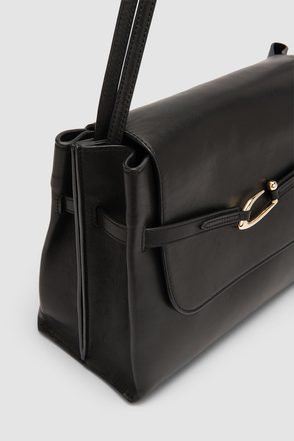 Cora Black Nappa Leather Shoulder Bag