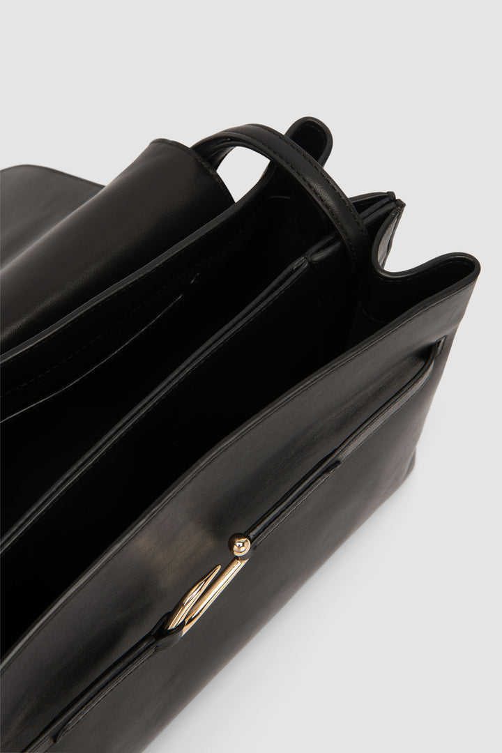 Cora Black Nappa Leather Shoulder Bag