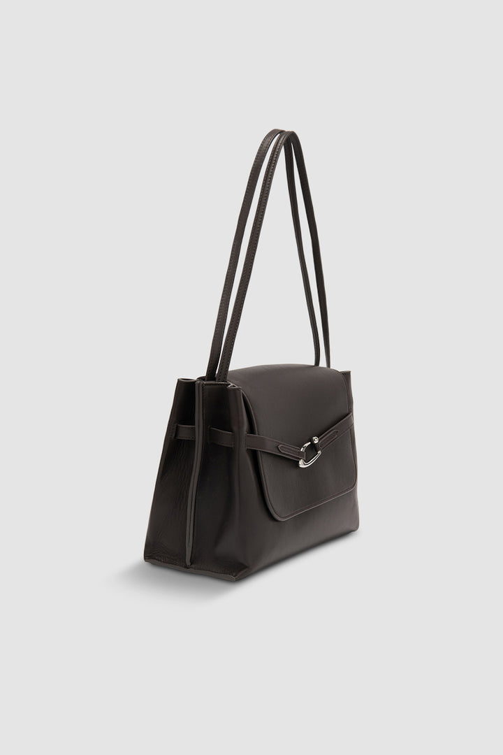 Cora Ristretto Nappa Leather Shoulder Bag