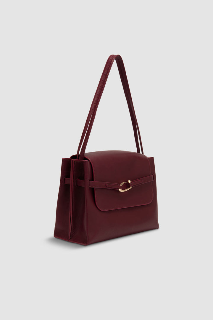 Cora Sour Cherry Nappa Leather Shoulder Bag