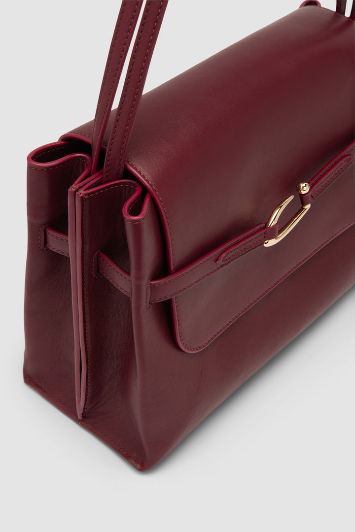 Cora Sour Cherry Nappa Leather Shoulder Bag