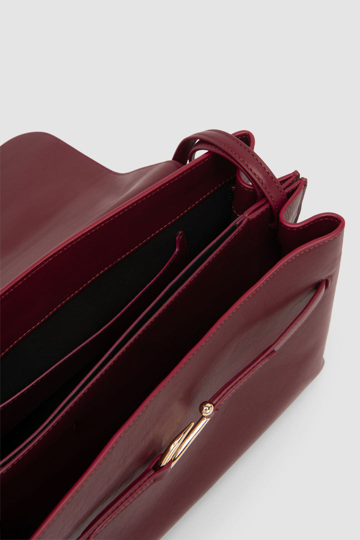Cora Sour Cherry Nappa Leather Shoulder Bag