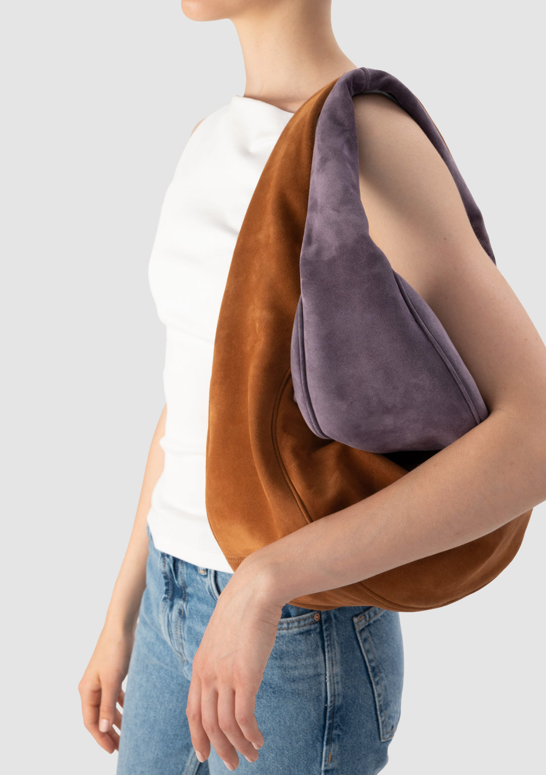 Cush Deep Purple Suede Leather Shoulder Bag