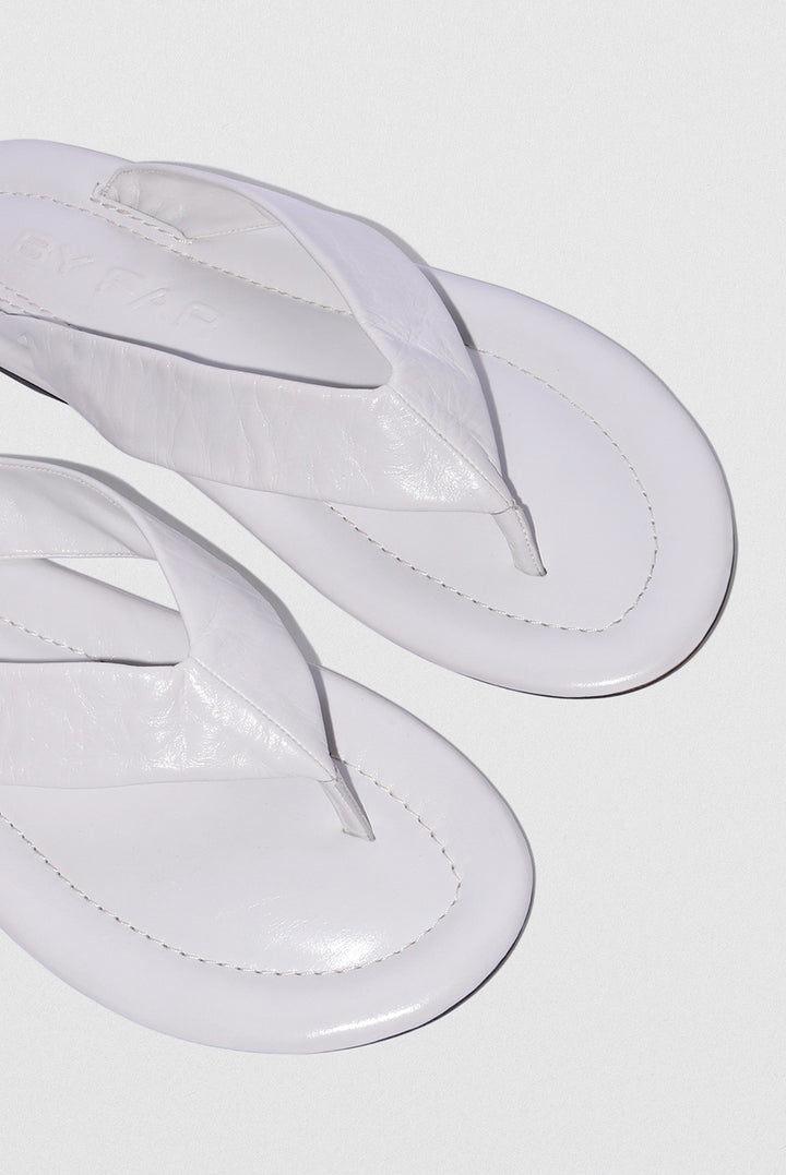 Dasha Burrata Creased Calf Leather Flip-Flop Sandal