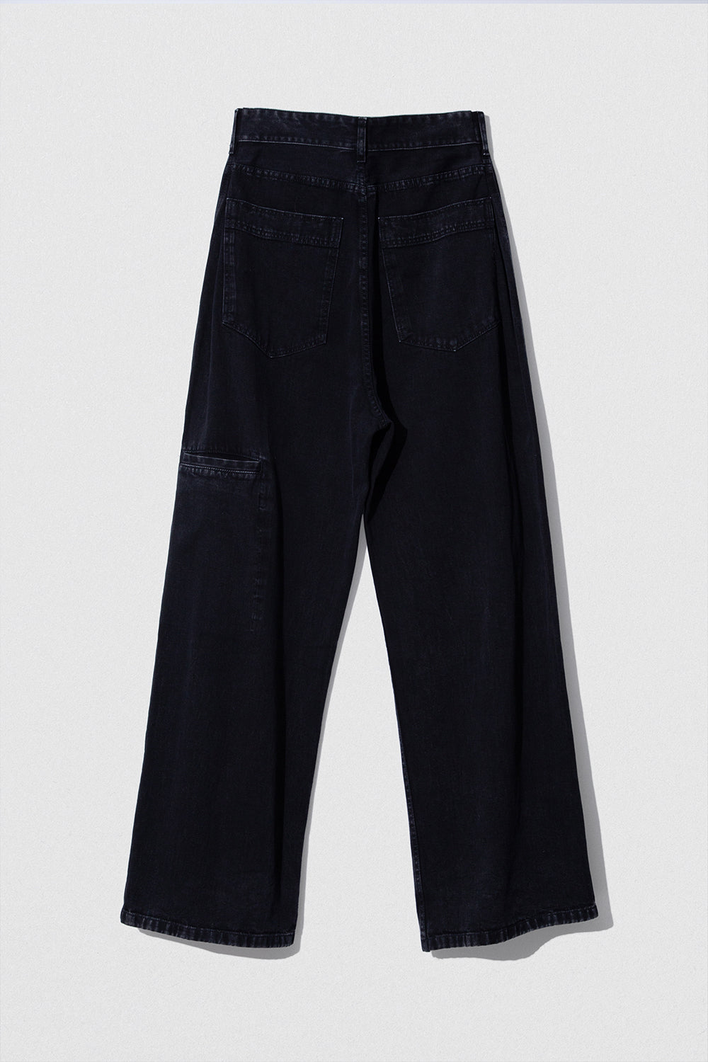 D Denim Wide Trouser Black Wash Cotton