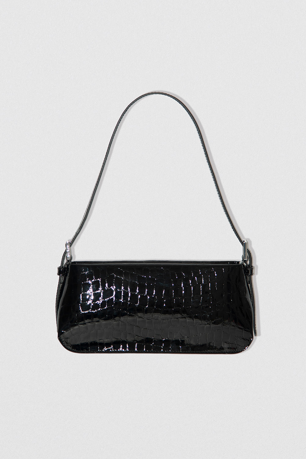 Dulce Black Glossy Croco Embossed Leather