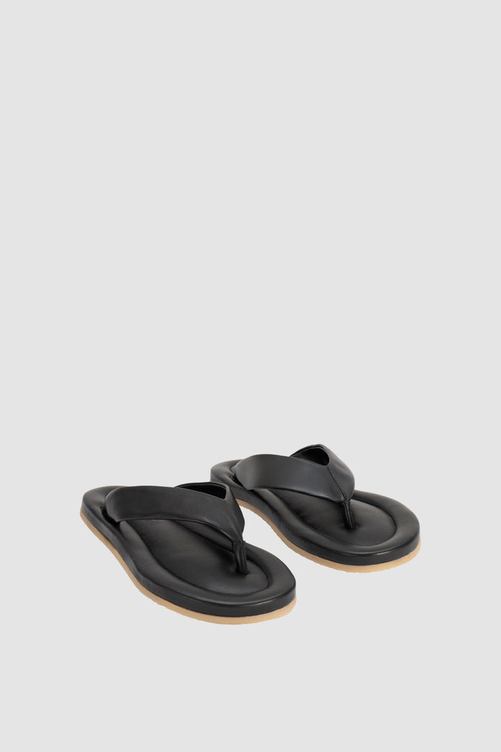 Dasha 2.0 Black Nappa Leather Flip-Flop Sandal