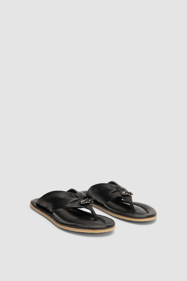 Dashiel Black Lamb Nappa Leather Flip-Flop Sandal