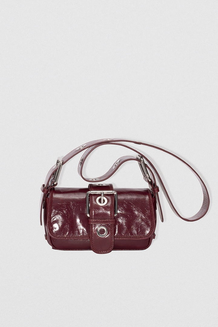 Eloise Sour Cherry Creased Calf Leather Shoulder Bag