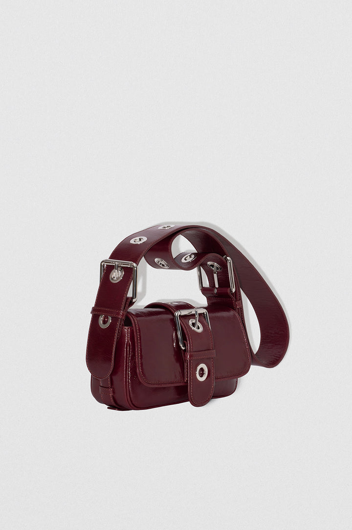 Eloise Sour Cherry Creased Calf Leather Shoulder Bag