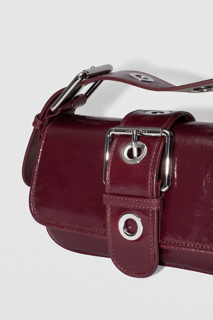 Eloise Sour Cherry Creased Calf Leather Shoulder Bag