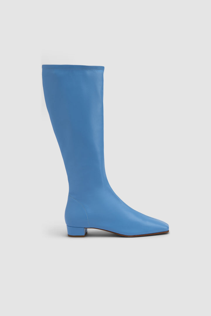 Edie Cyan Nappa Leather Knee-High Boot