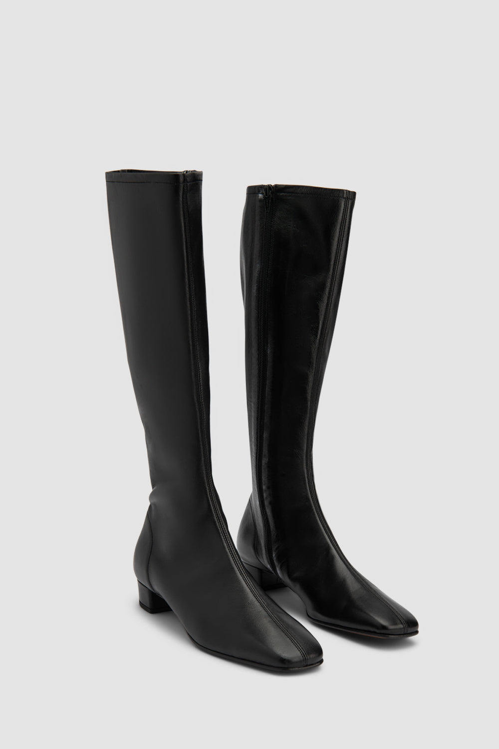Edie Black Leather Knee-High Boot
