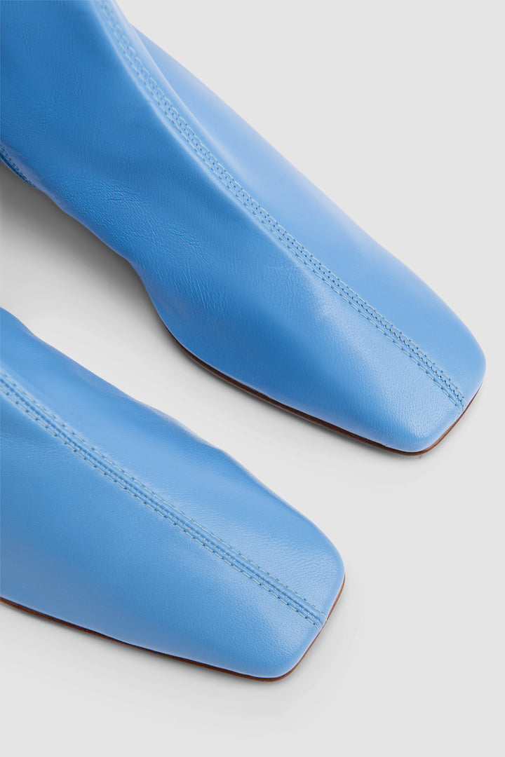 Edie Cyan Nappa Leather Knee-High Boot