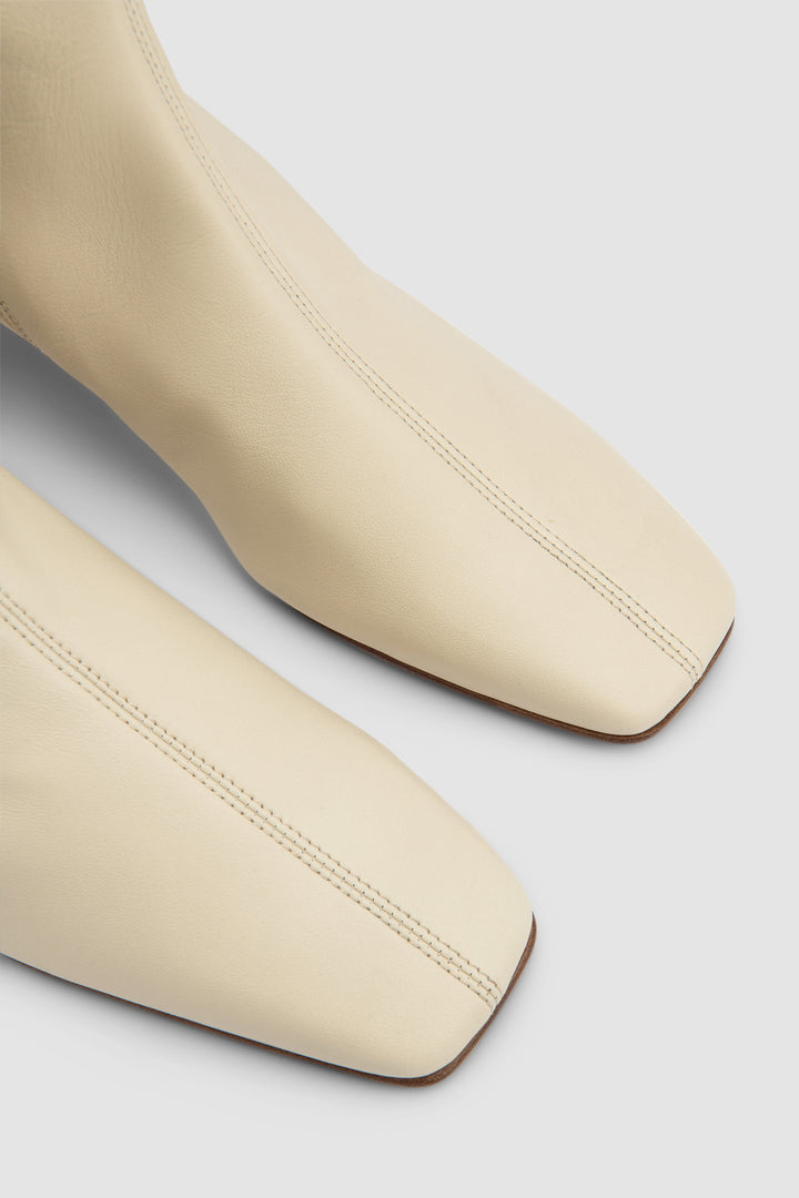 Edie Off White Leather Knee-High Boot