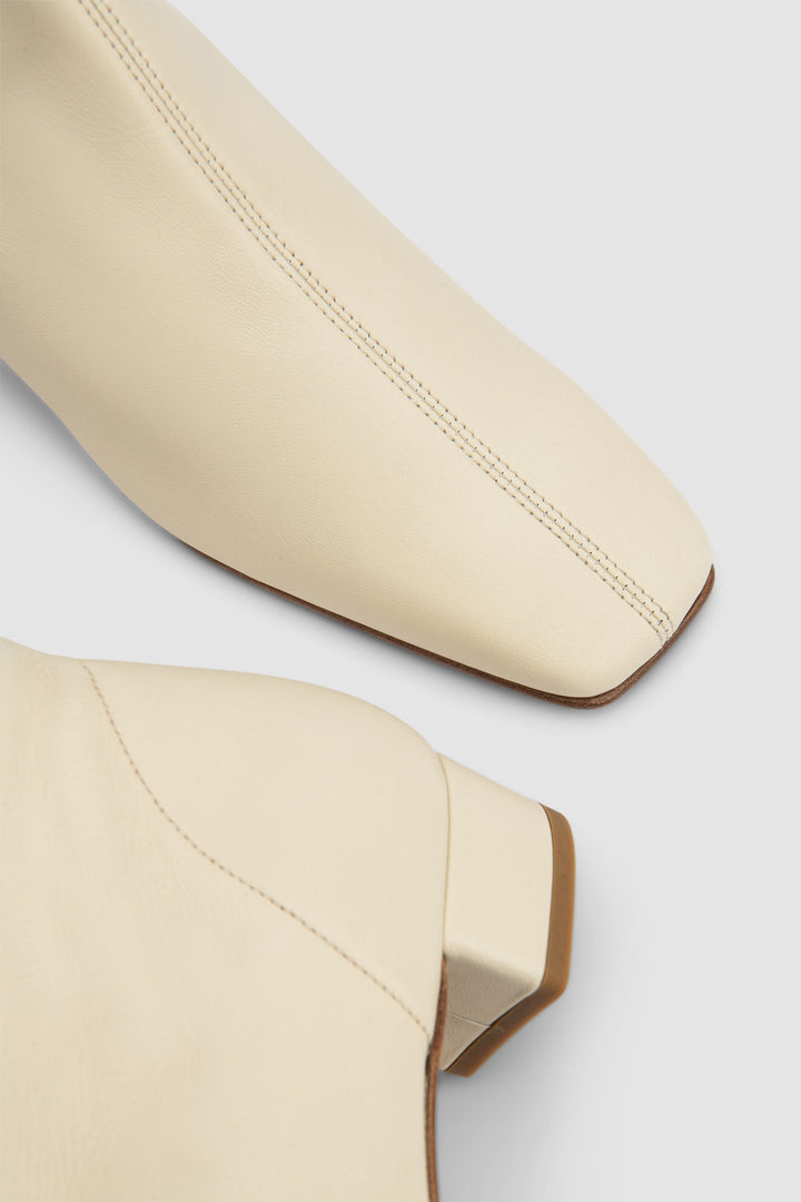 Edie Off White Leather Knee-High Boot