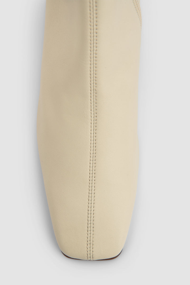 Edie Off White Leather Knee-High Boot