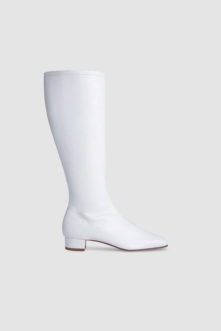 Edie White Nappa Leather Knee-High Boot