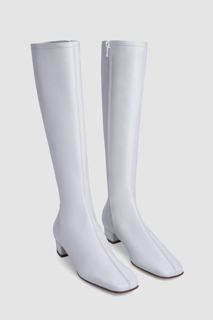 Edie White Nappa Leather Knee-High Boot