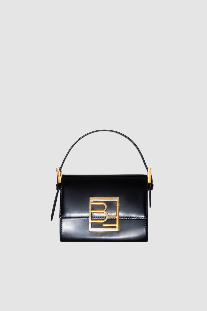 Fran Black Semi Patent Leather Top-Handle Bag