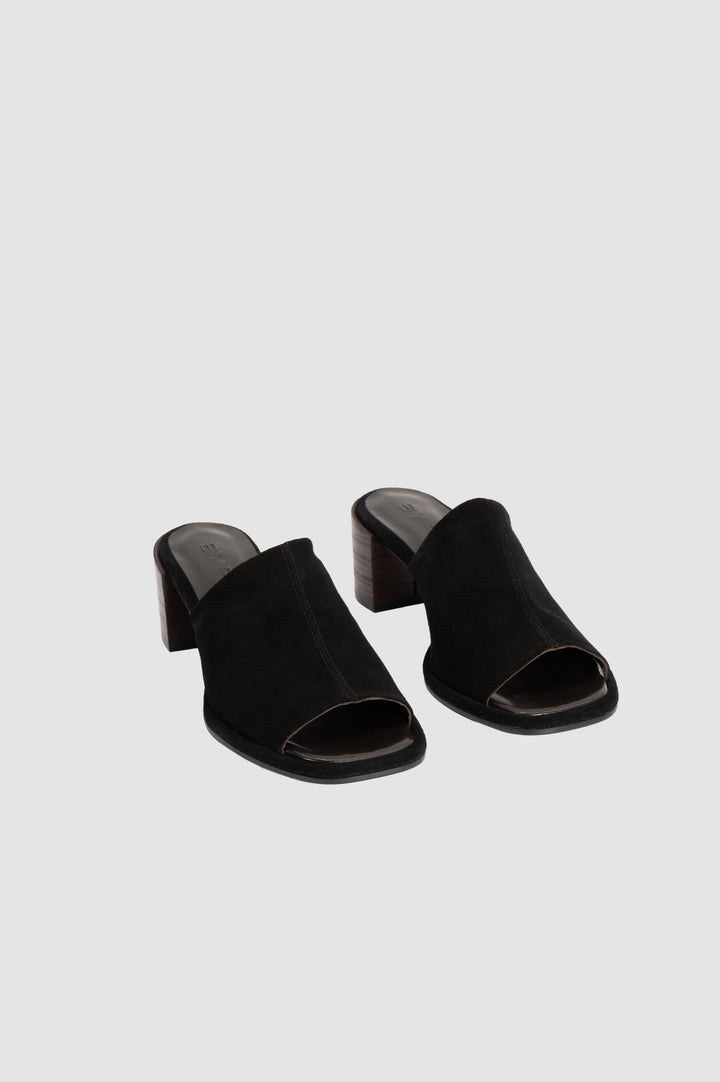 Francisco Black Suede Leather Mule