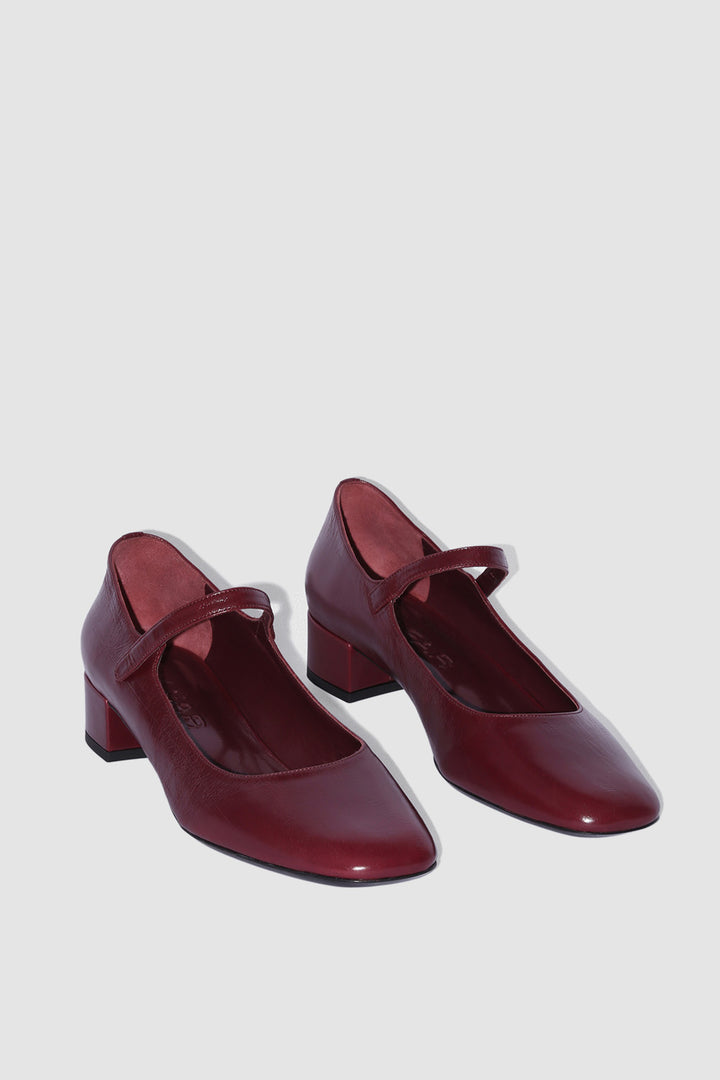 Ginny Sour Cherry Eel Embossed Leather Mary Jane Pump