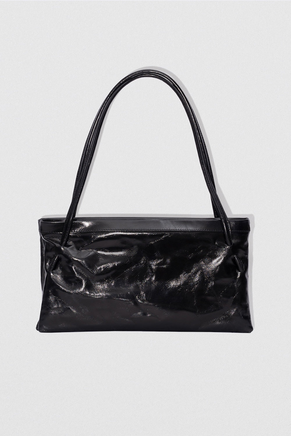 Hannah Black Creased Calf Leather Shoulder Bag