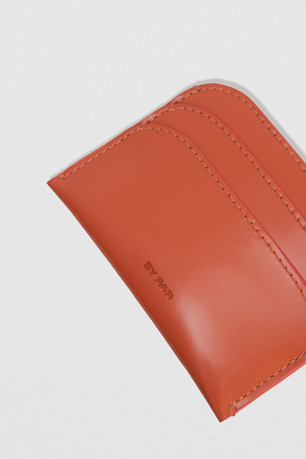 Horizon Card Holder Burnt Orange Semi Patent Leather