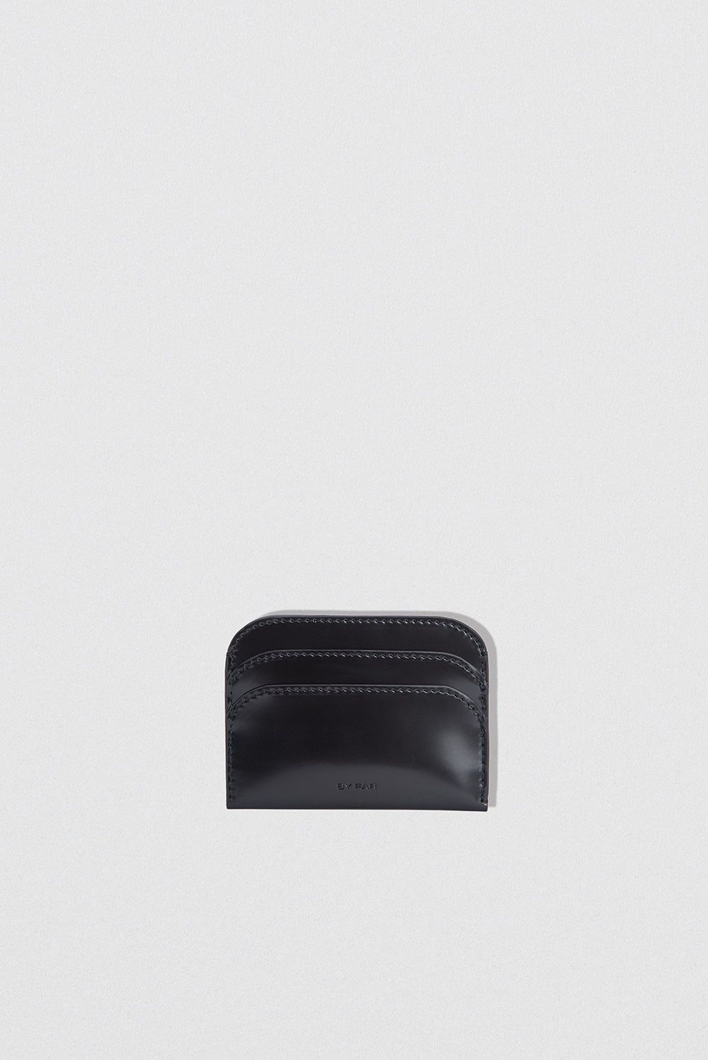 Horizon Card Holder Black Semi Patent Leather