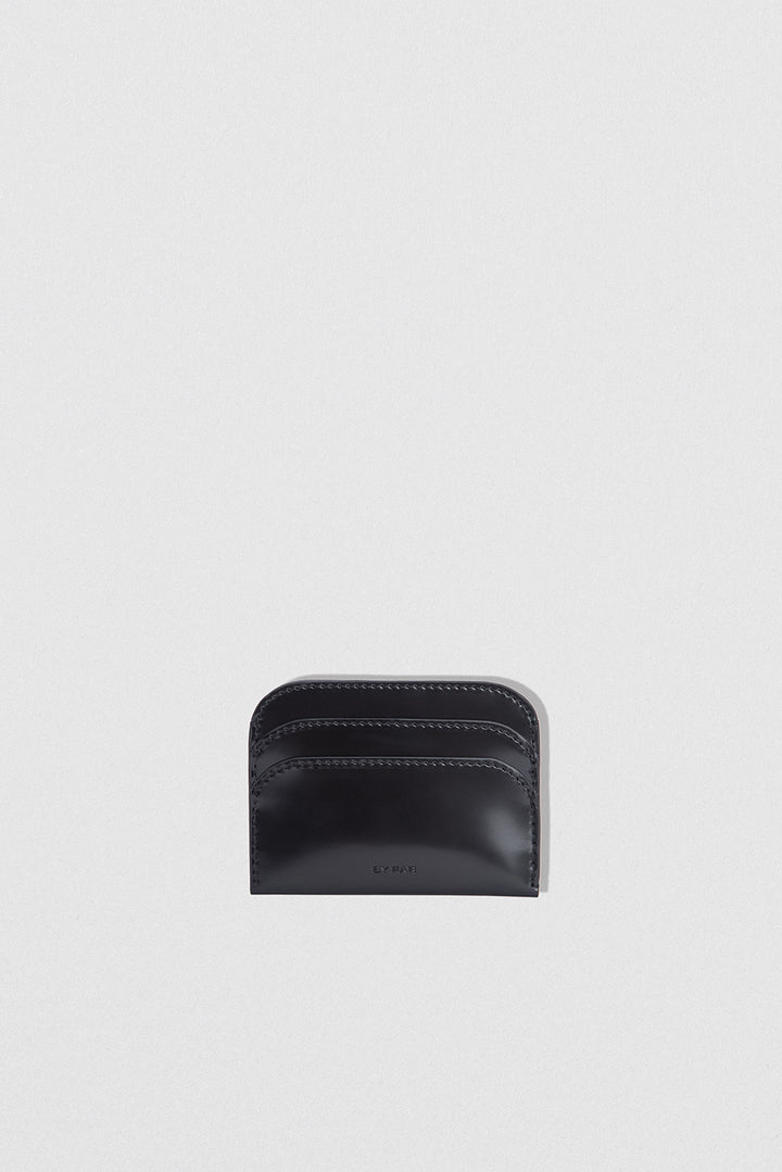 Horizon Card Holder Black Semi Patent Leather