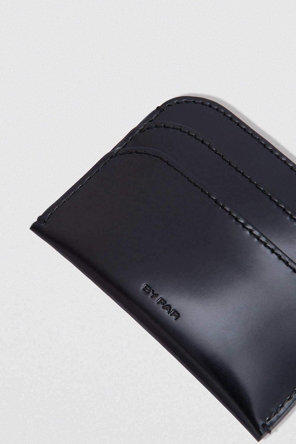 Horizon Card Holder Black Semi Patent Leather