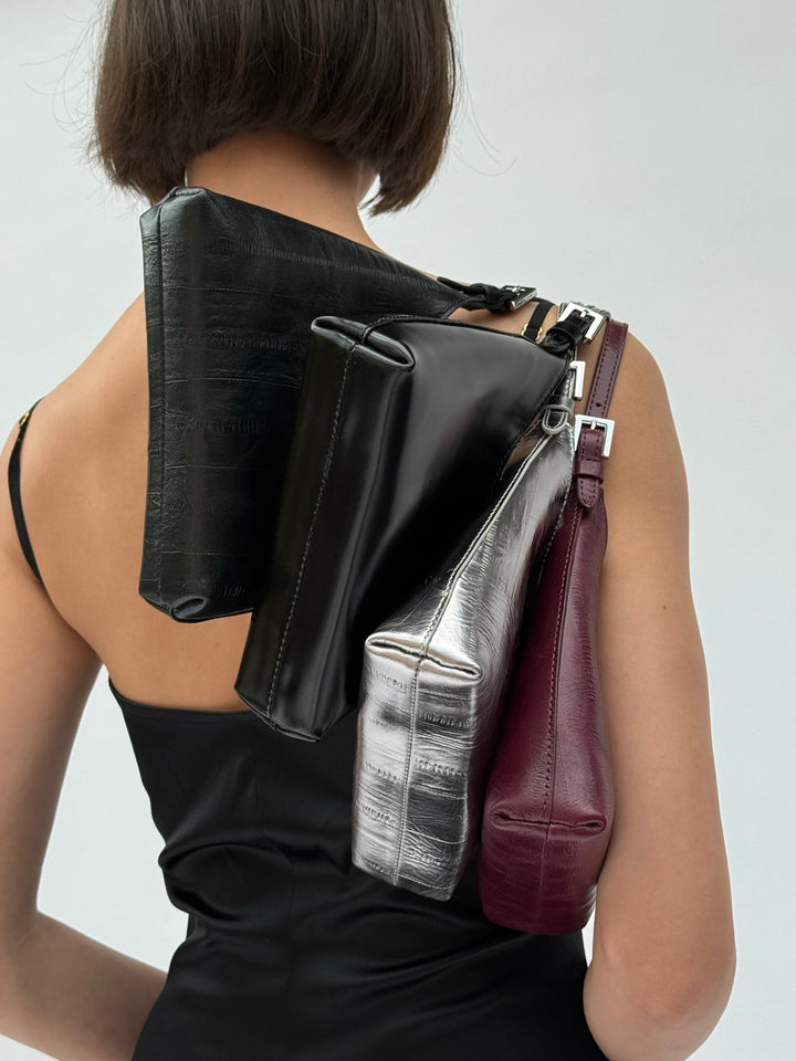 Baby Camryn Inox Eel Embossed Metallic Leather Top-Handle Bag