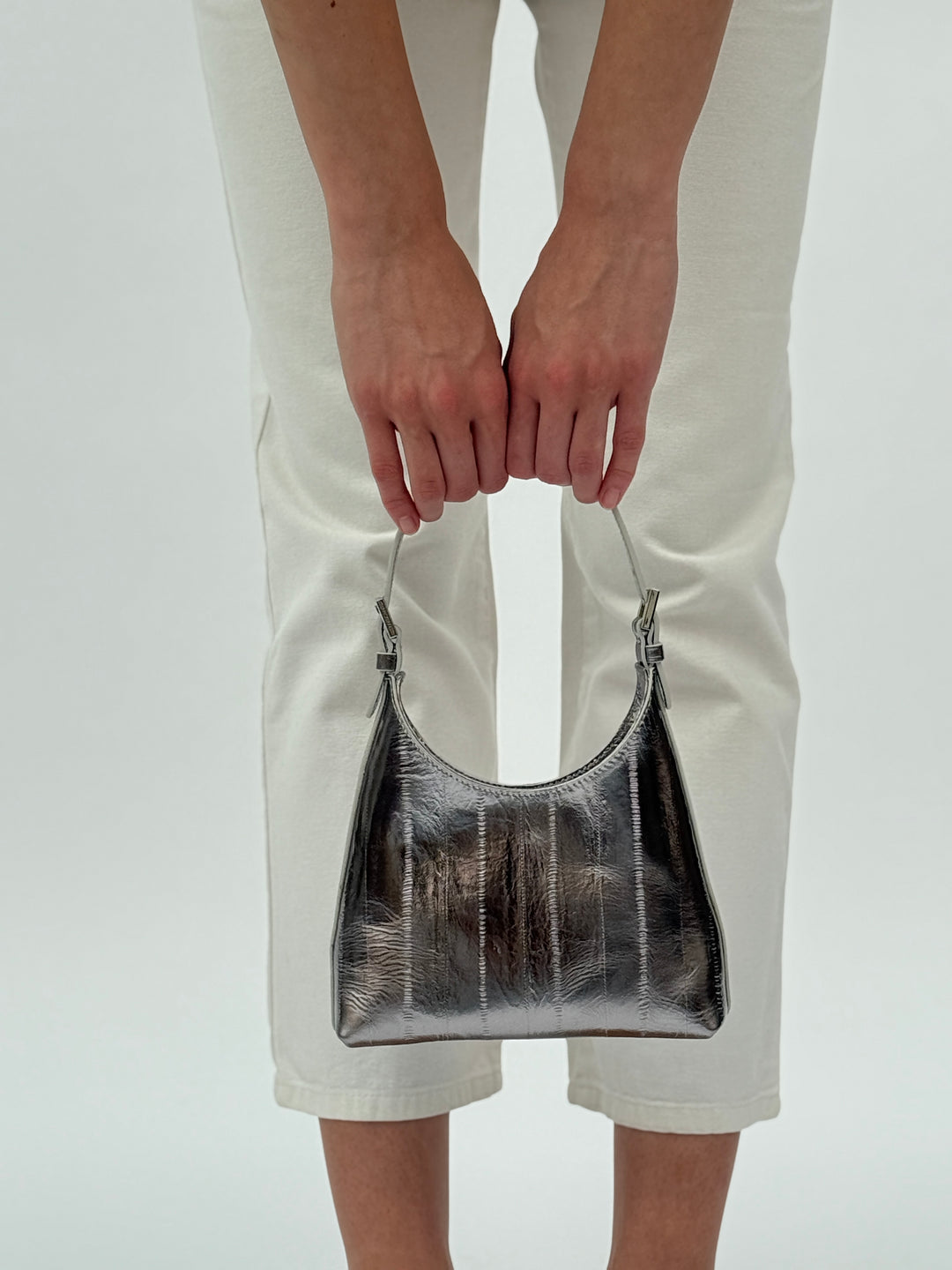 Baby Camryn Inox Eel Embossed Metallic Leather Top-Handle Bag